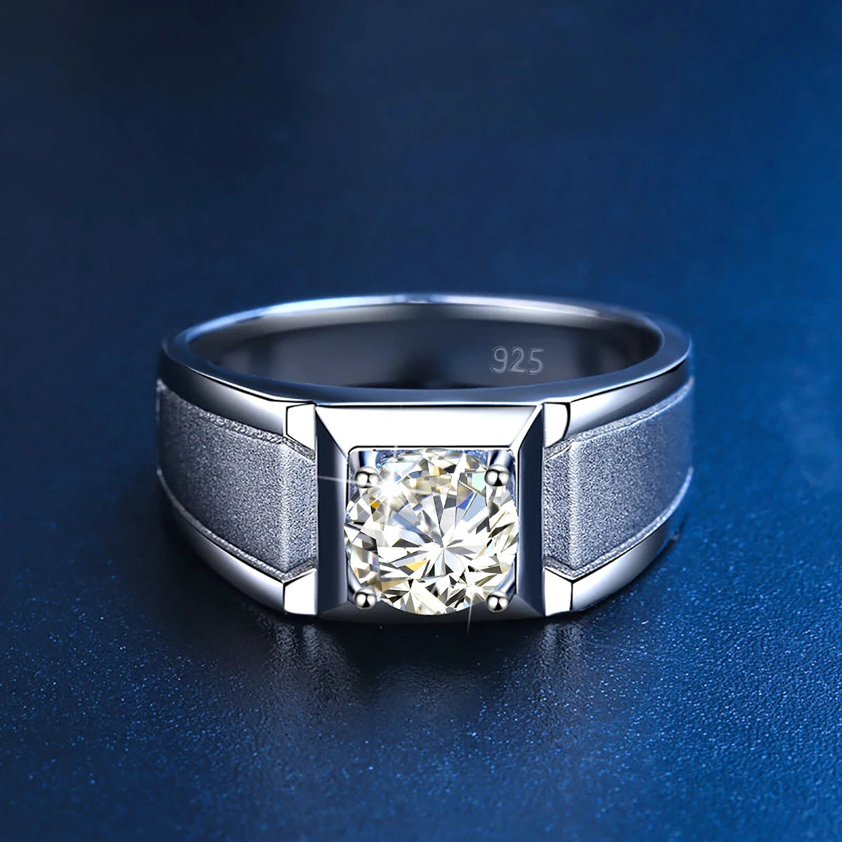 2 Carat Moissanite Ring for Men Silver