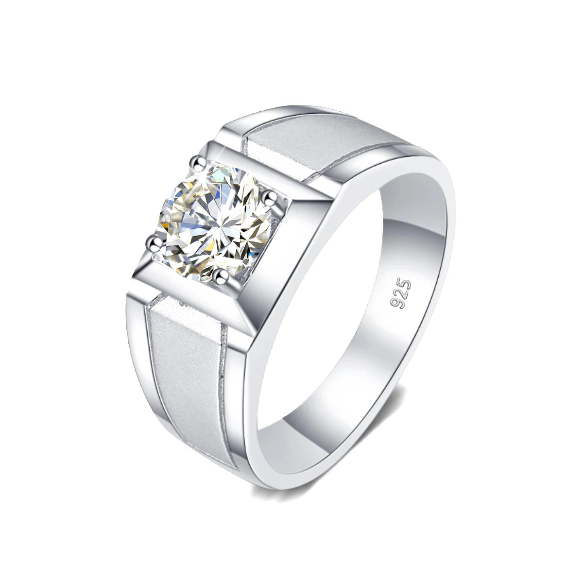 2 Carat Moissanite Ring for Men Silver