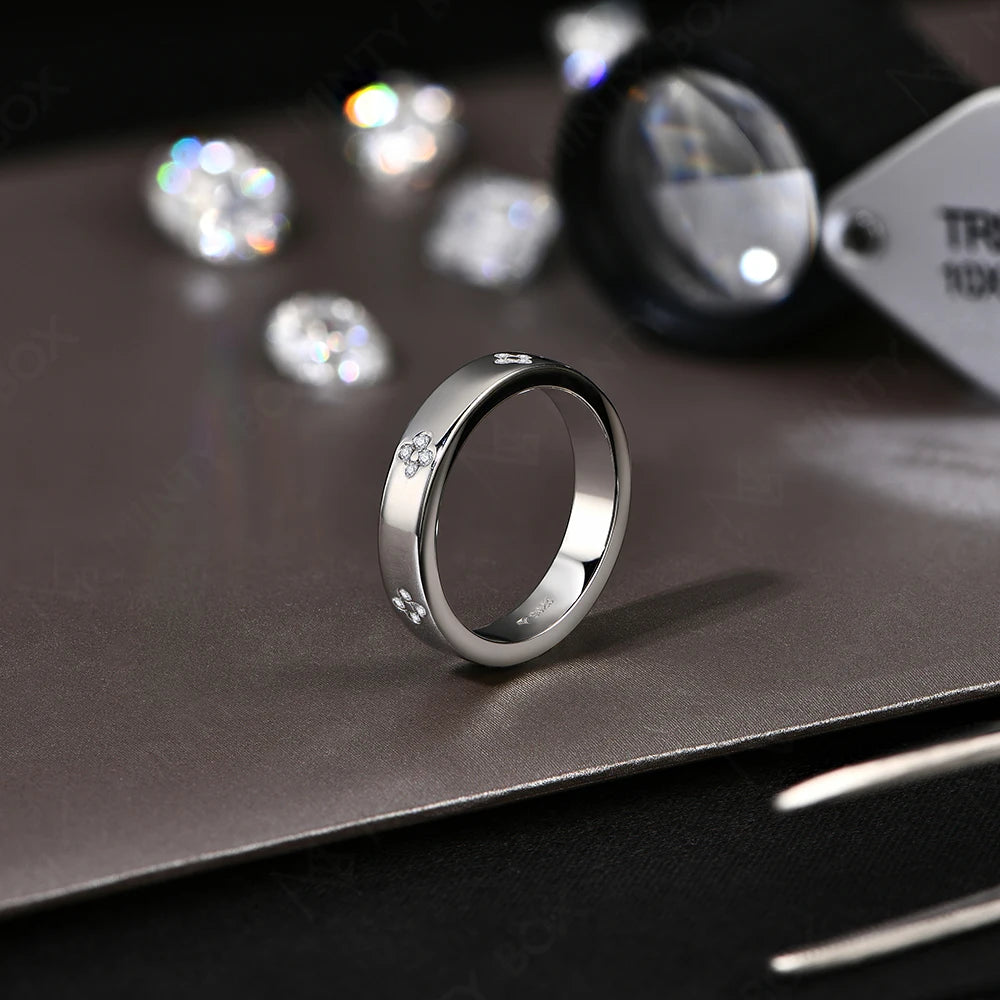 Moissanite Wedding Band Ring Gold Plated