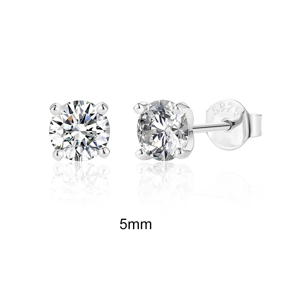 Moissanite Stud Earrings Sterling Silver