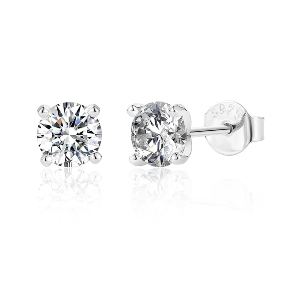 Moissanite Stud Earrings Sterling Silver