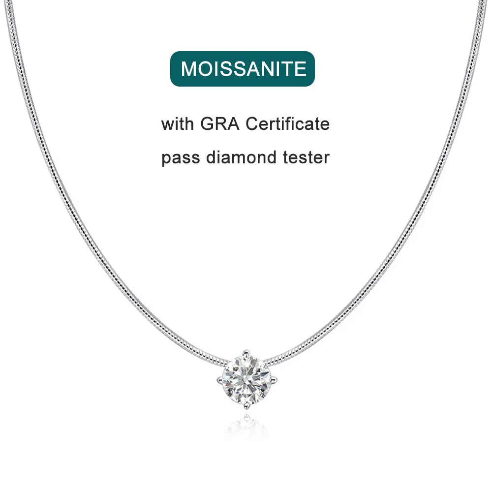 Moissanite Pendant Necklace 18k Gold Plated
