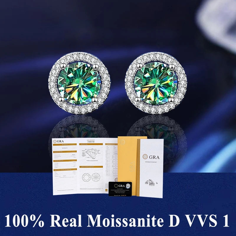 Moissanite Stud Earrings D VVS1 Certified