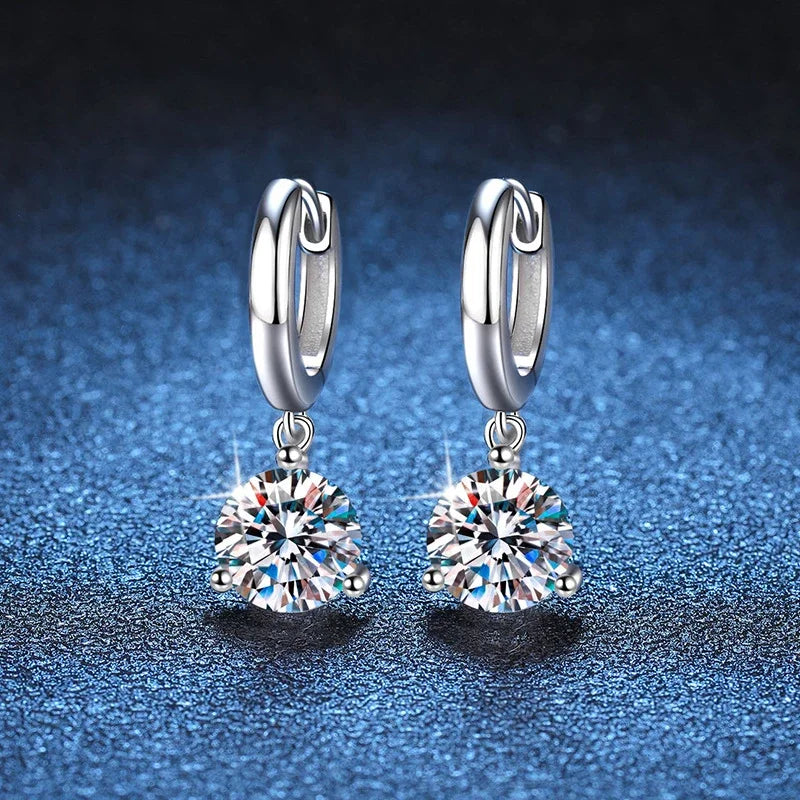 Moissanite Drop Earrings 2ct Silver