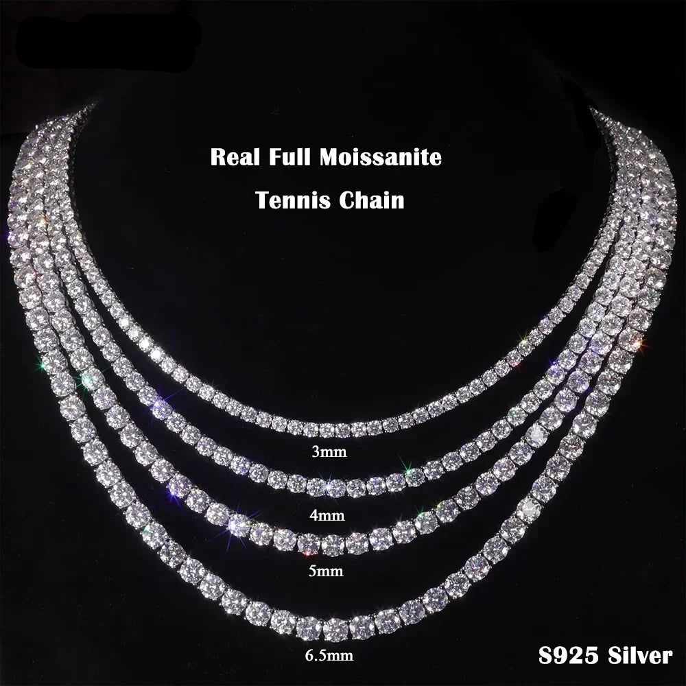 Moissanite Tennis Necklace Silver Diamond