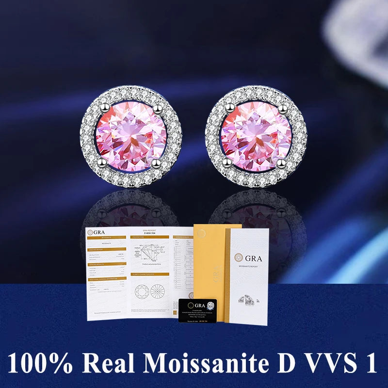 Moissanite Stud Earrings D VVS1 Certified