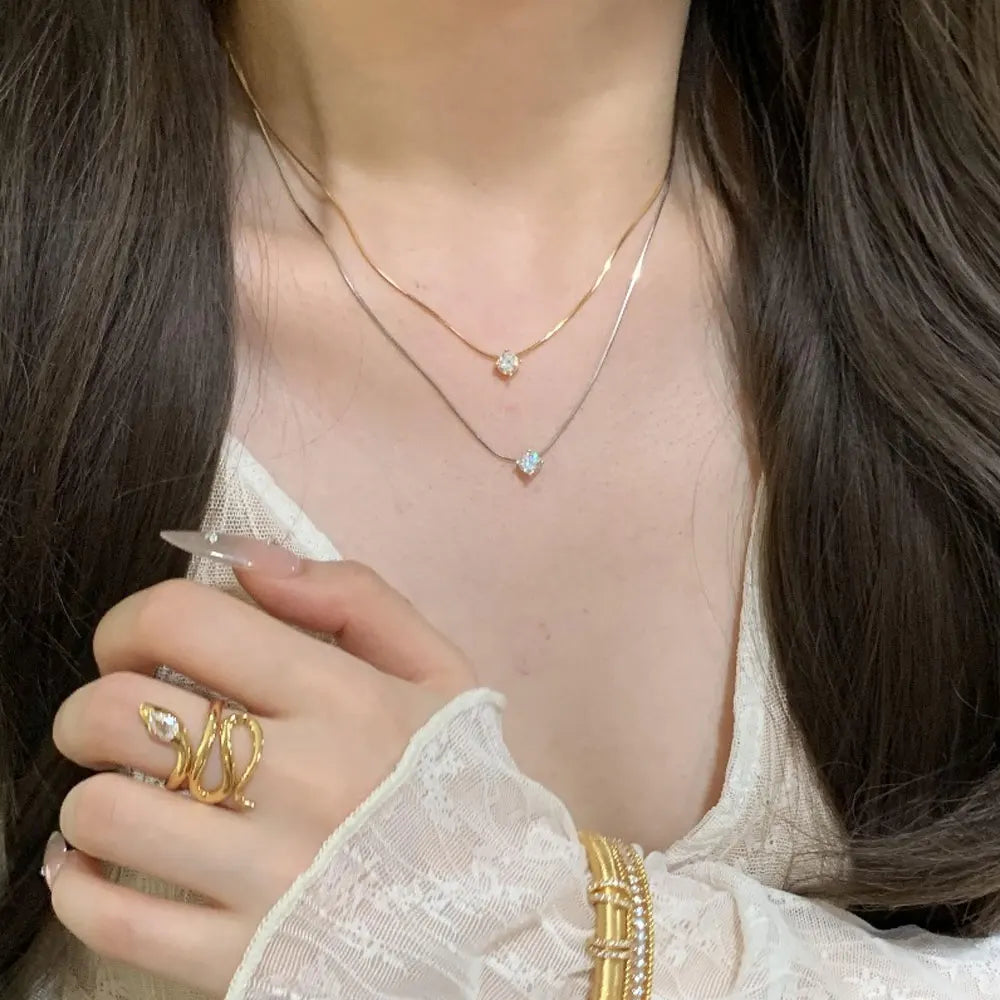 Moissanite Pendant Necklace 18k Gold Plated