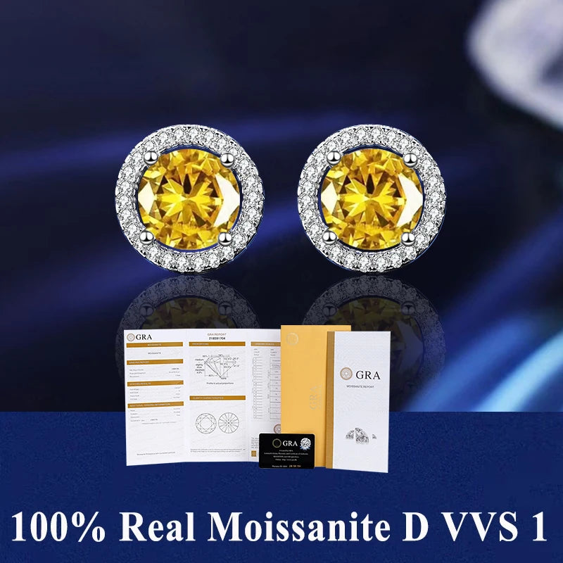 Moissanite Stud Earrings D VVS1 Certified