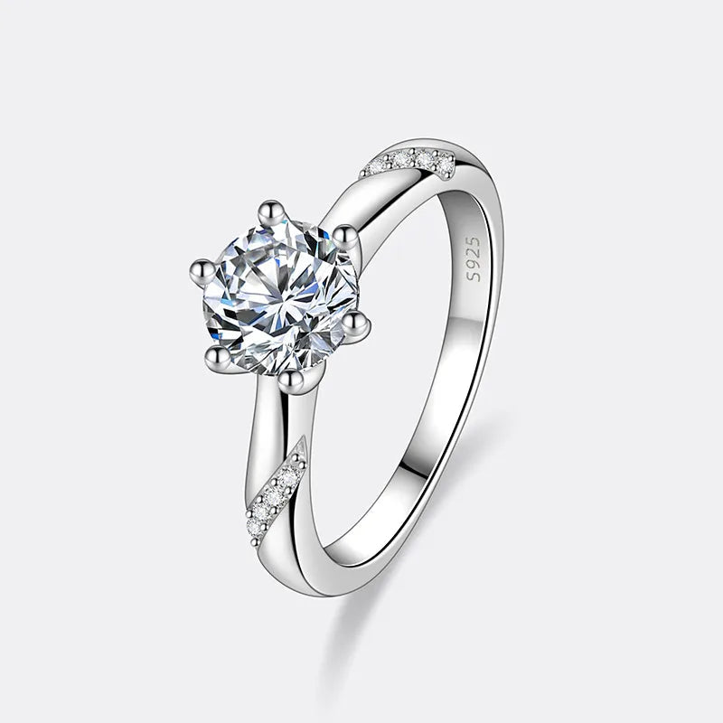 Moissanite Engagement Ring Sterling Silver