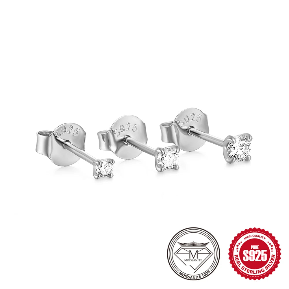 Moissanite Stud Earrings Sterling Silver