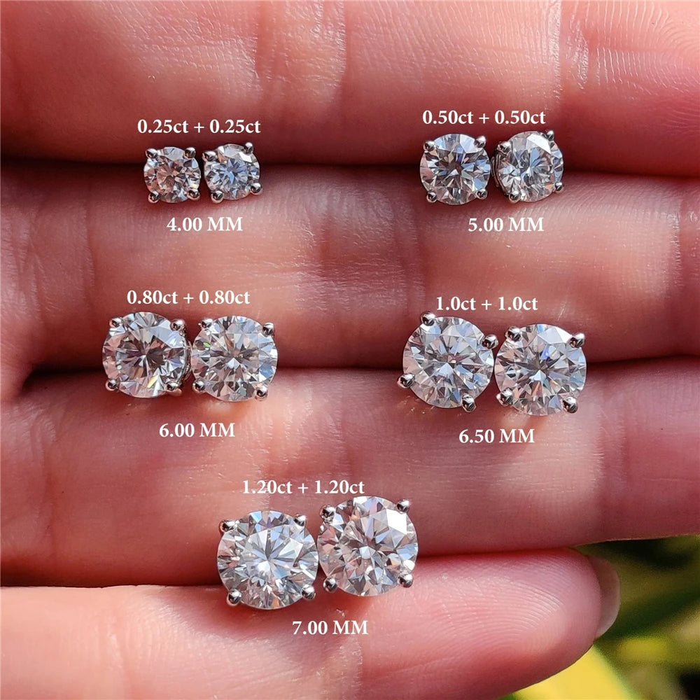 Moissanite Stud Earrings Sterling Silver