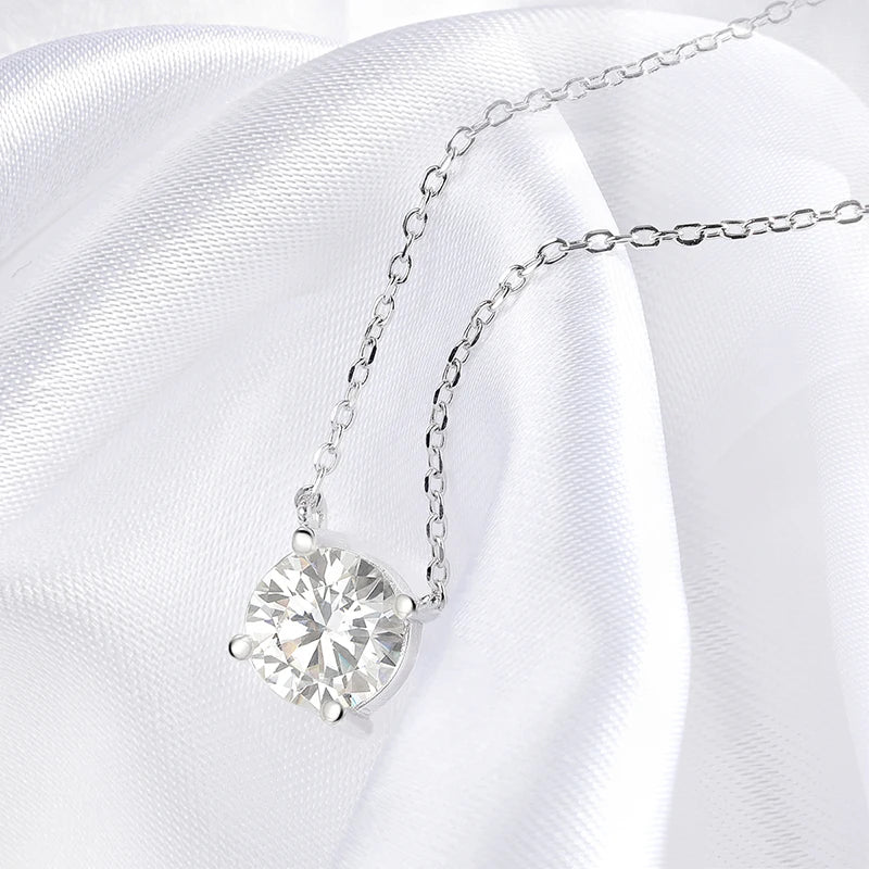 Moissanite Necklace Four Claws Pendant