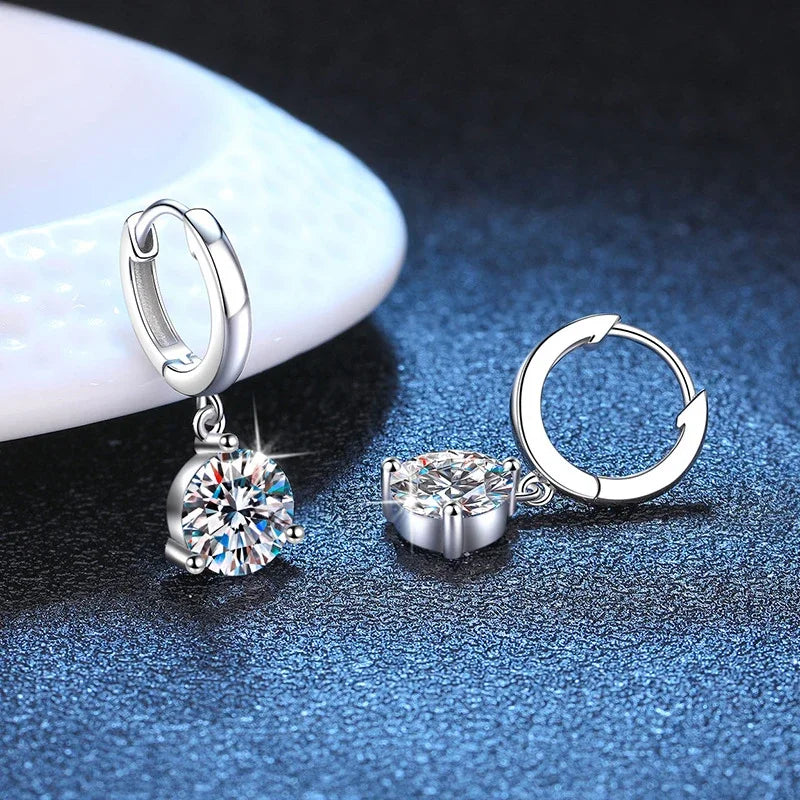Moissanite Drop Earrings 2ct Silver