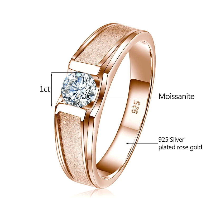 2 Carat Moissanite Ring for Men Silver