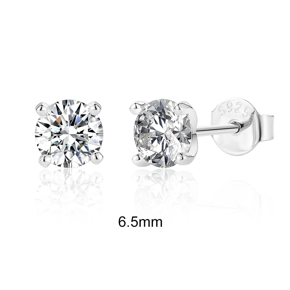 Moissanite Stud Earrings Sterling Silver