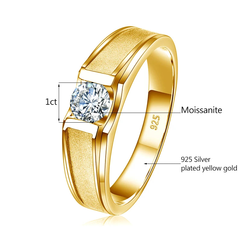 2 Carat Moissanite Ring for Men Silver
