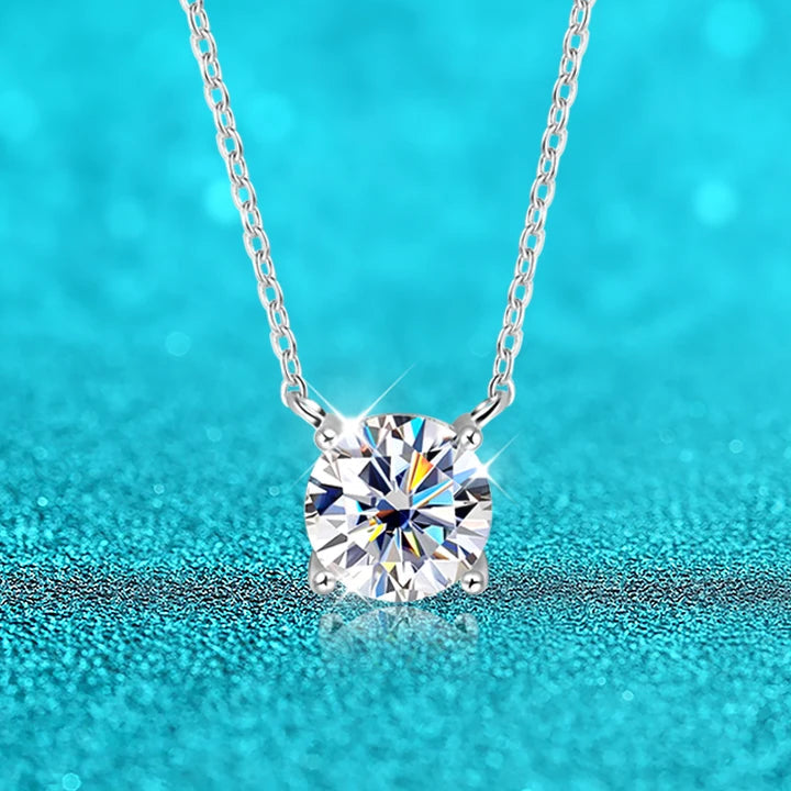 Moissanite Necklace Four Claws Pendant