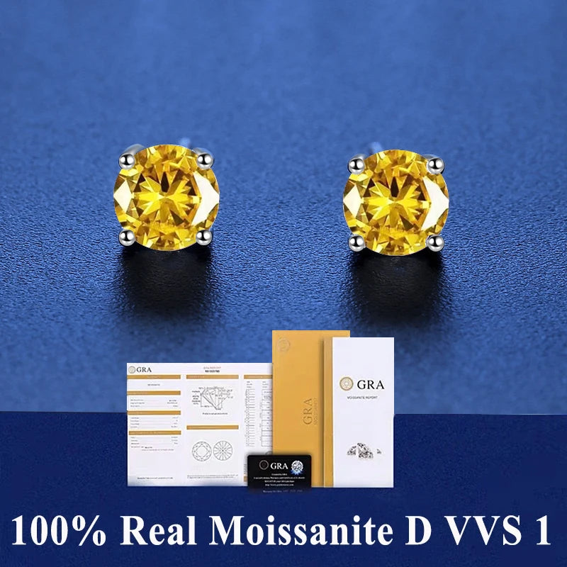 Moissanite Stud Earrings D VVS1 Certified