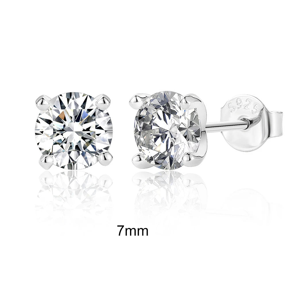 Moissanite Stud Earrings Sterling Silver