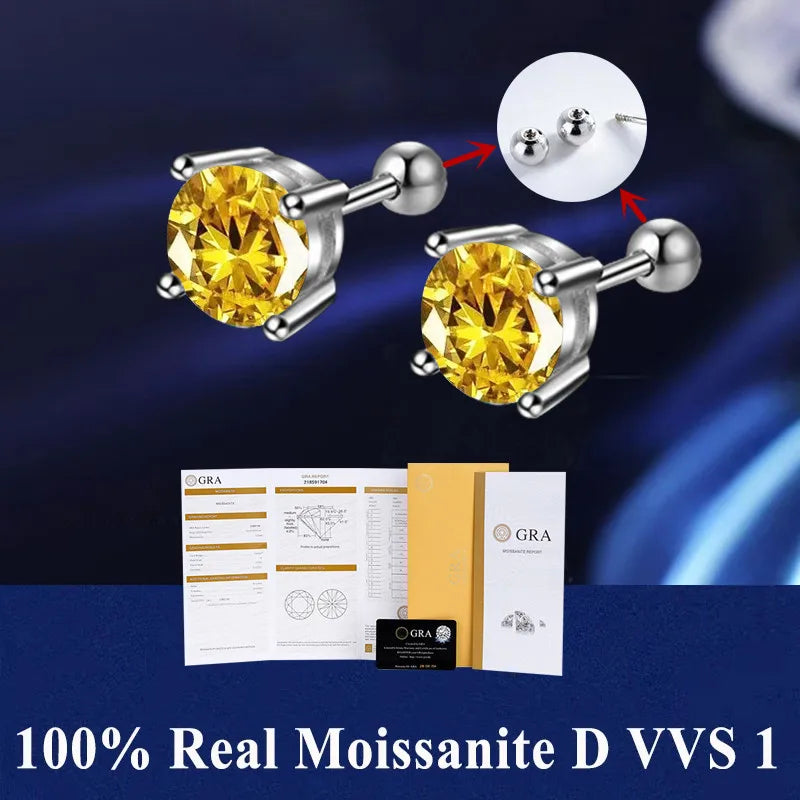 Moissanite Stud Earrings D VVS1 Certified