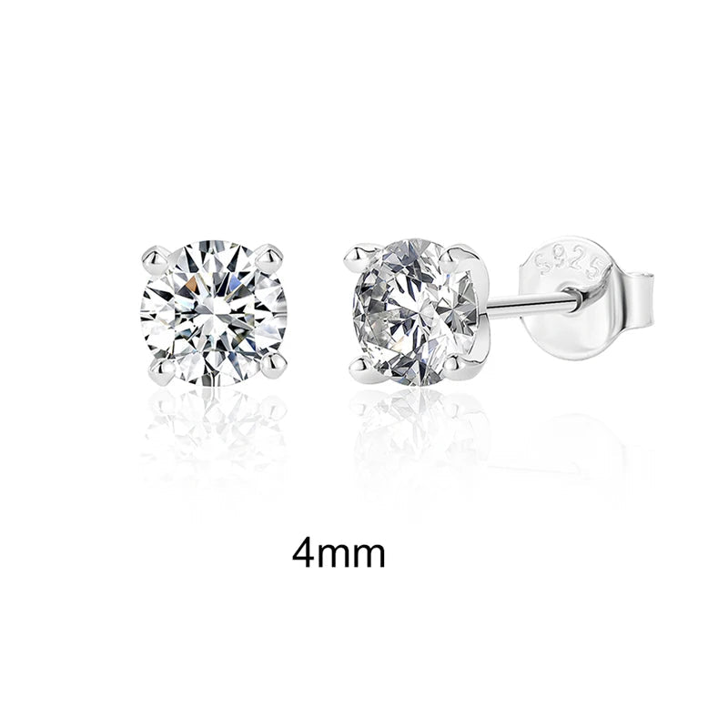 Moissanite Stud Earrings Sterling Silver