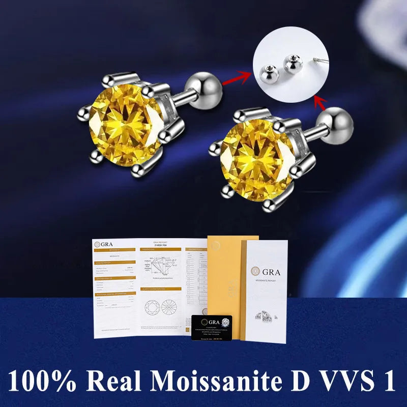 Moissanite Stud Earrings D VVS1 Certified