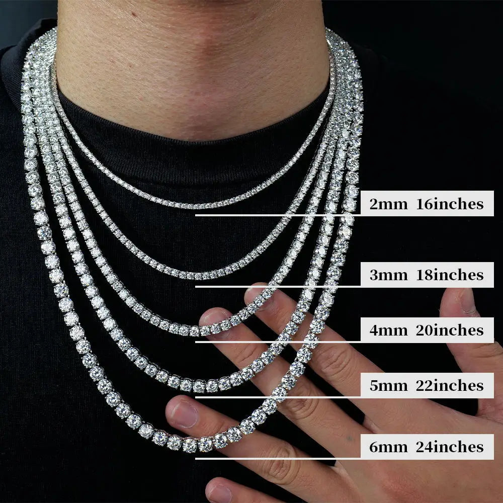 Moissanite Tennis Necklace Silver Diamond
