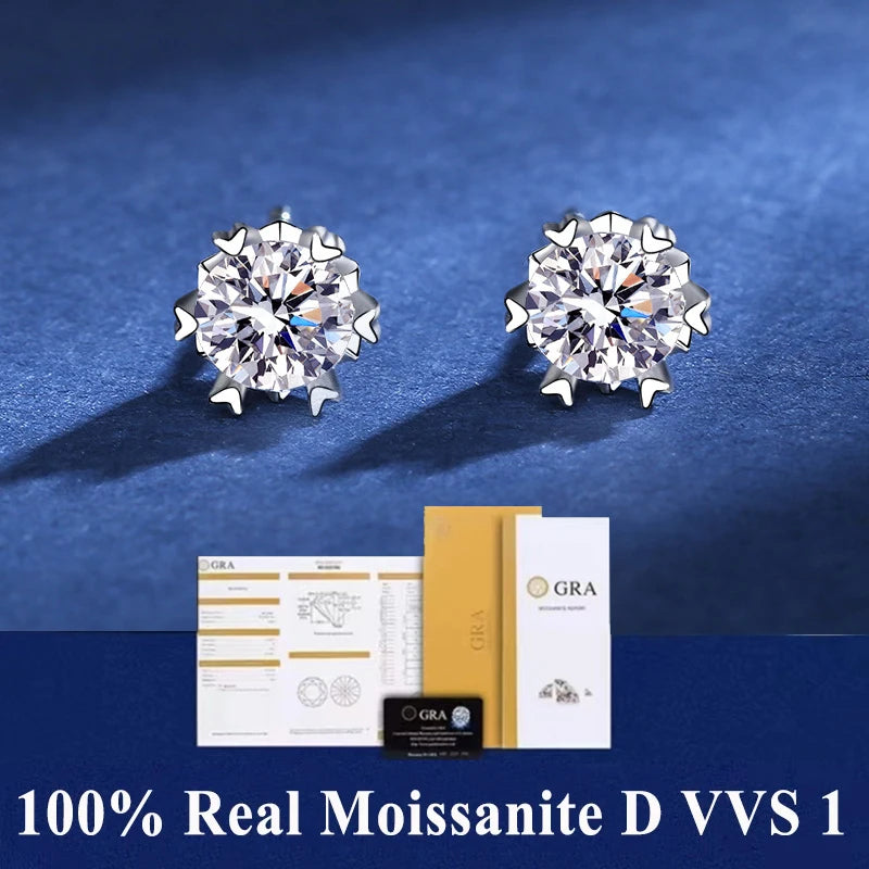 Moissanite Stud Earrings D VVS1 Certified