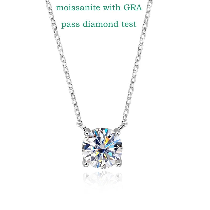Moissanite Necklace Four Claws Pendant