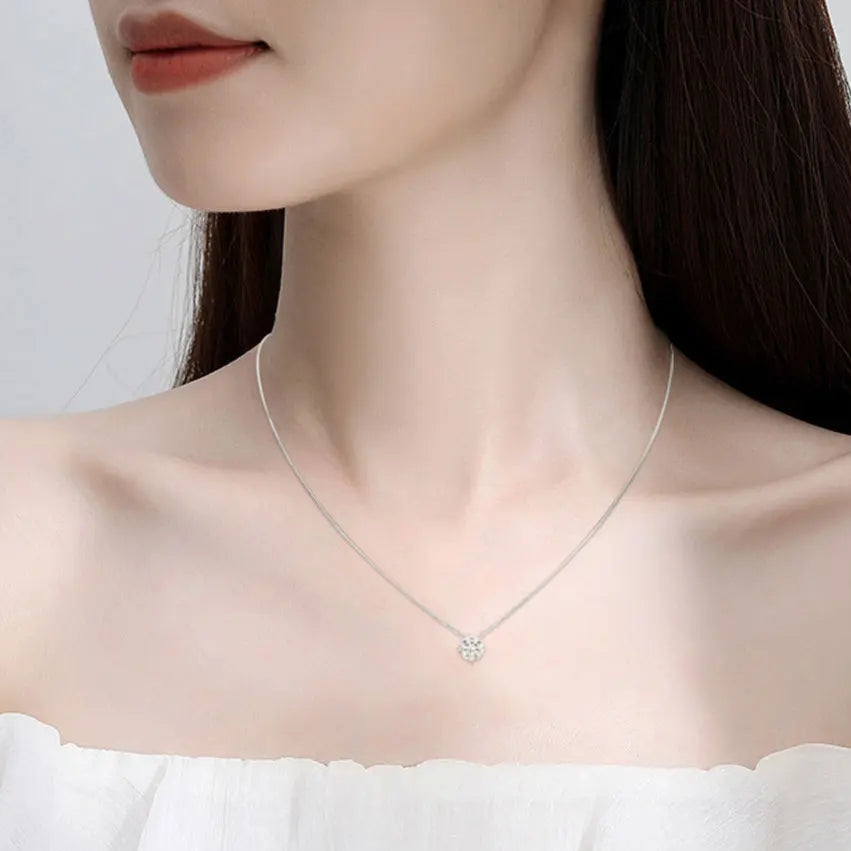 Moissanite Pendant Necklace 18k Gold Plated