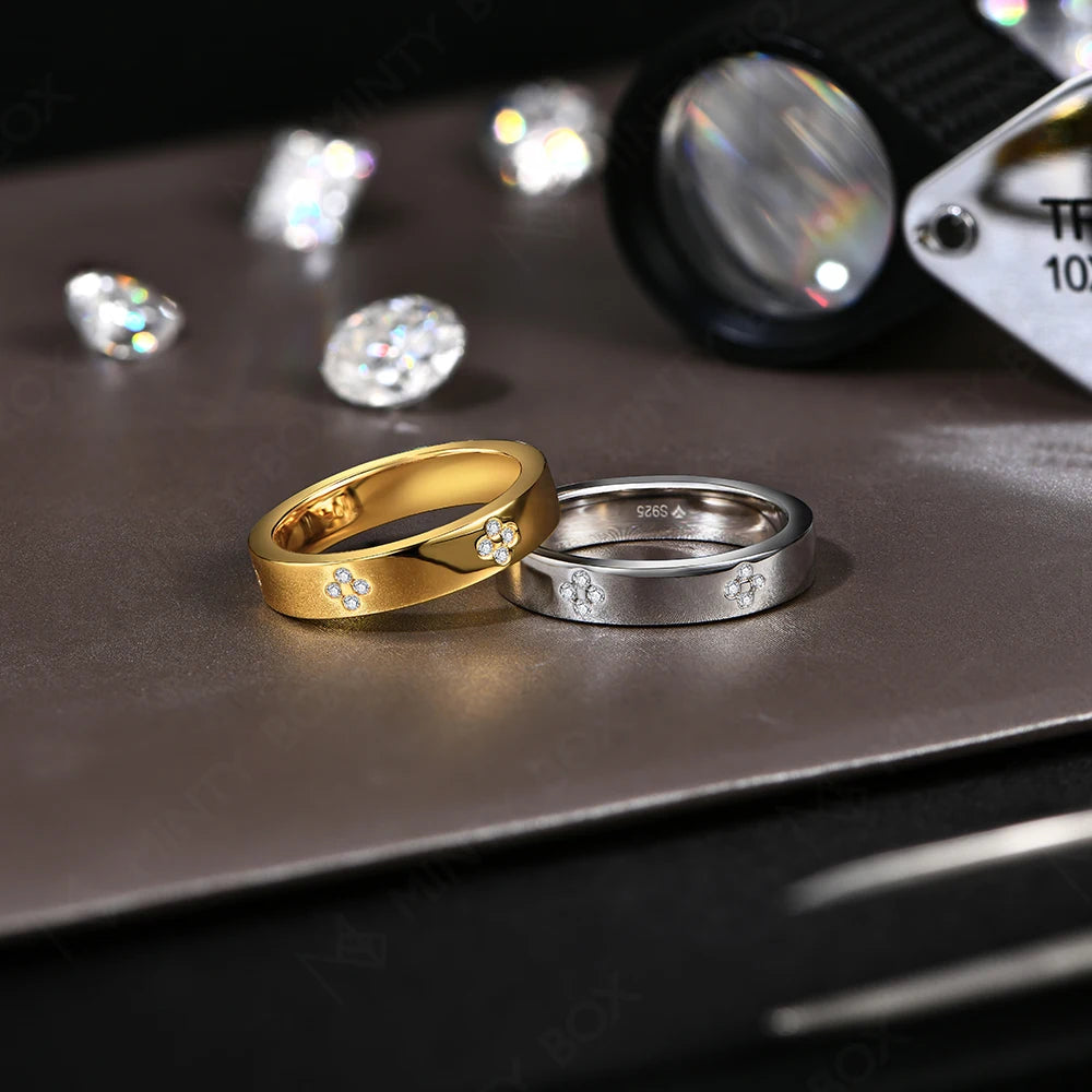 Moissanite Wedding Band Ring Gold Plated