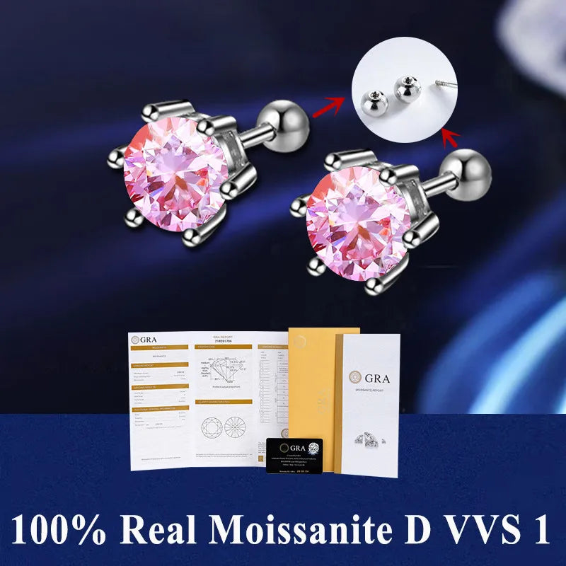 Moissanite Stud Earrings D VVS1 Certified