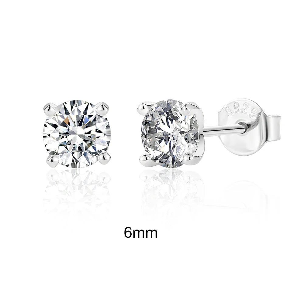 Moissanite Stud Earrings Sterling Silver