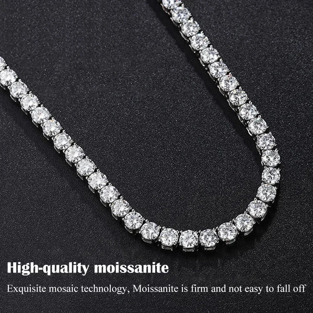 Moissanite Tennis Necklace Silver Diamond