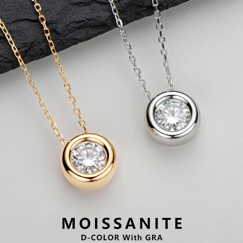 Moissanite Pendant Necklace 6.5mm Silver