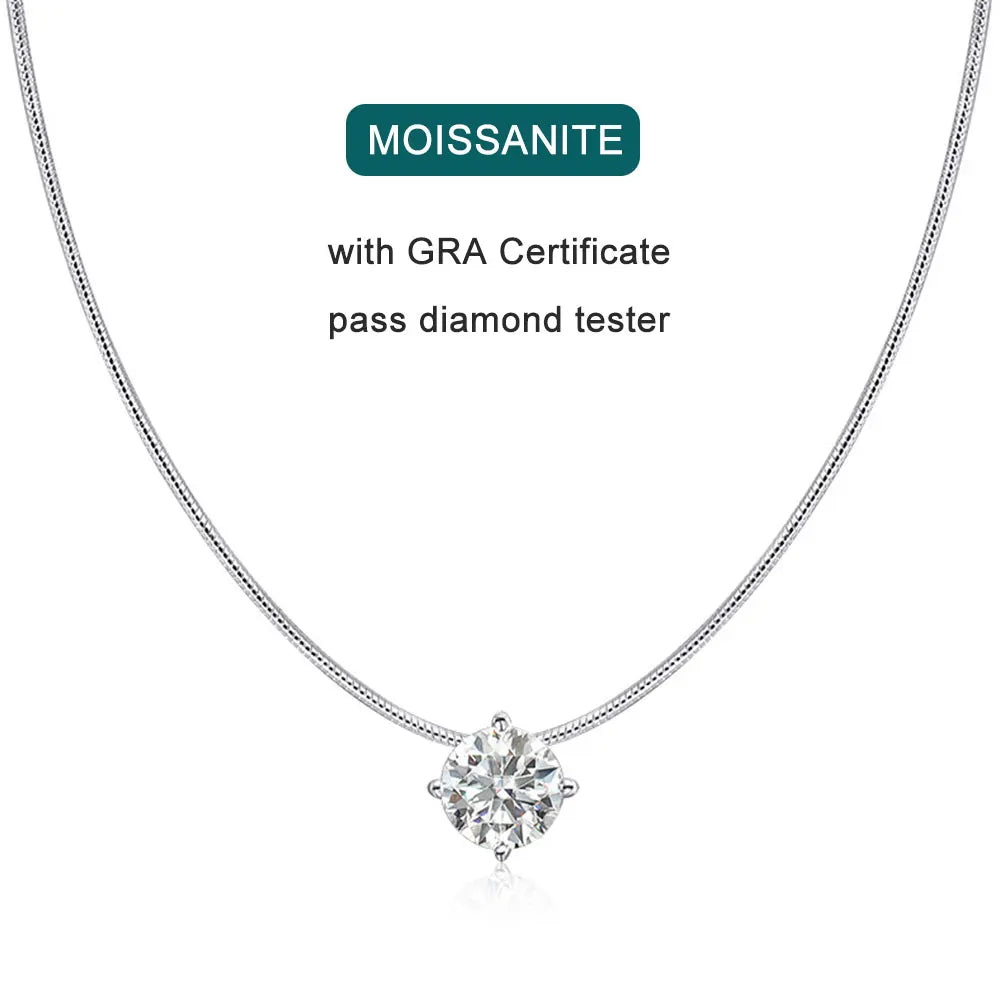 Moissanite Pendant Necklace 18k Gold Plated