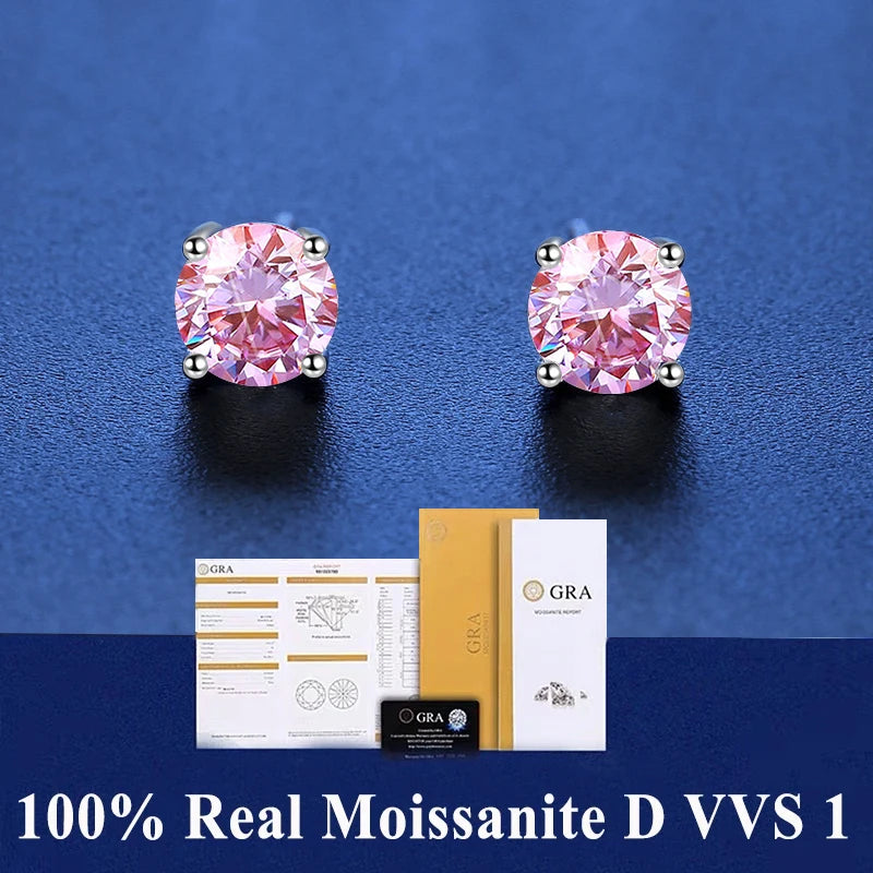 Moissanite Stud Earrings D VVS1 Certified