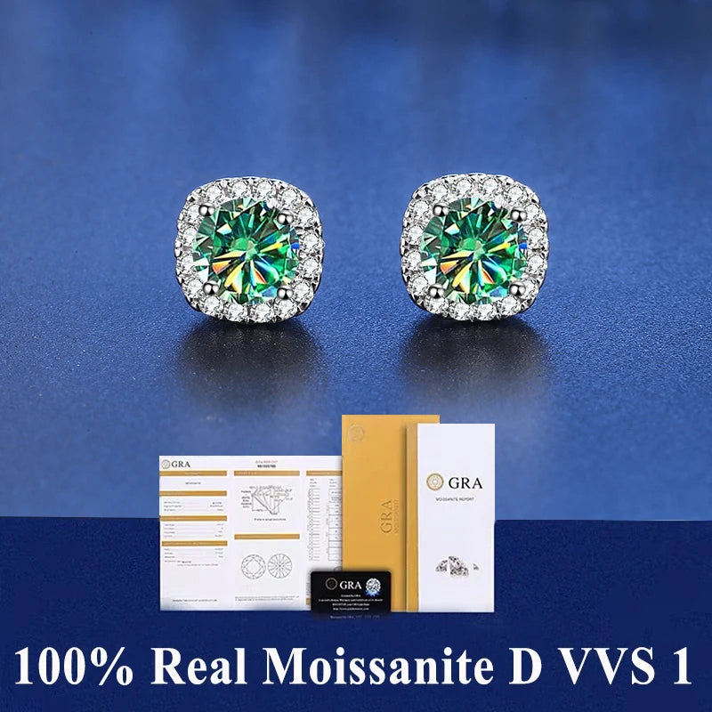 Moissanite Stud Earrings D VVS1 Certified