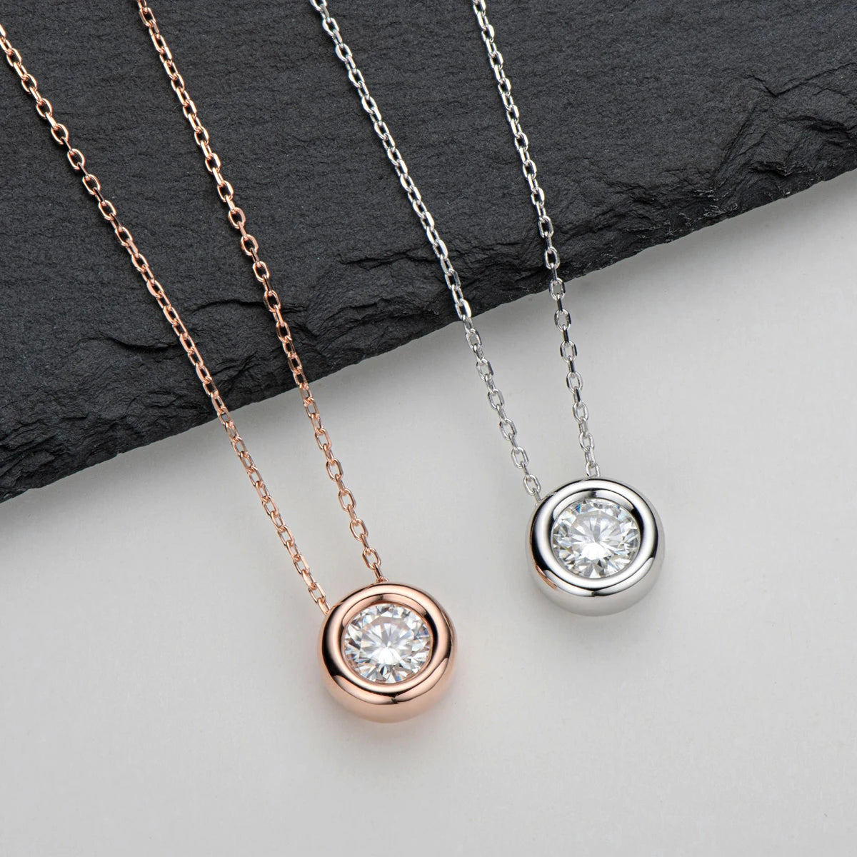 Moissanite Pendant Necklace 6.5mm Silver