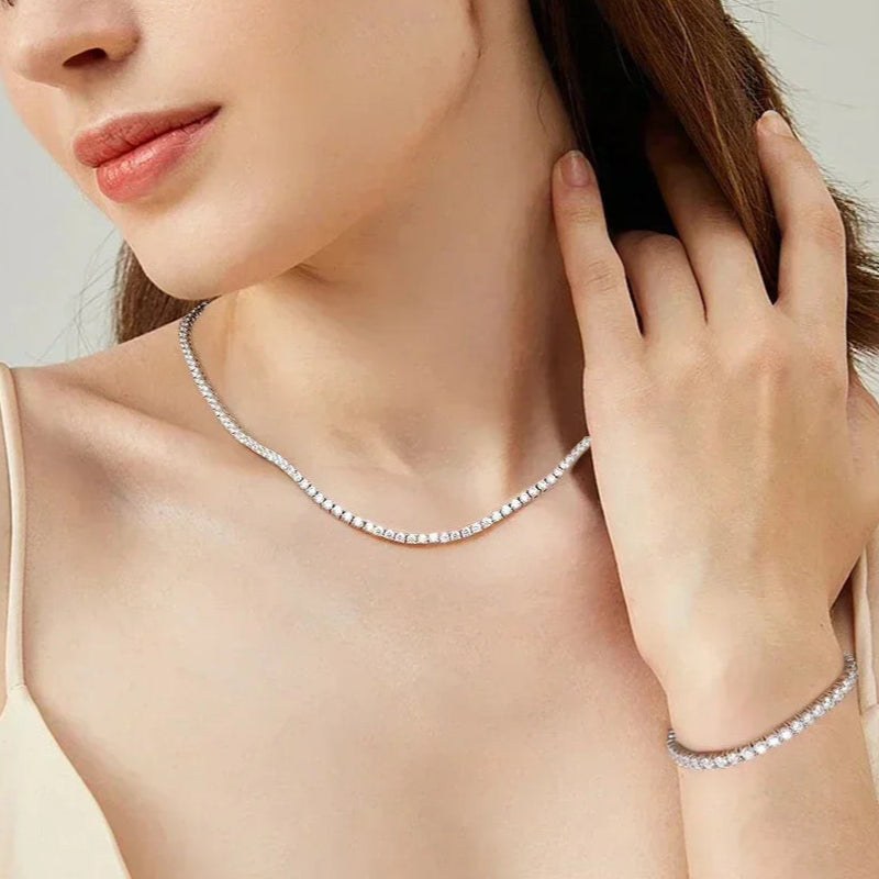 Moissanite Tennis Necklace Silver Diamond