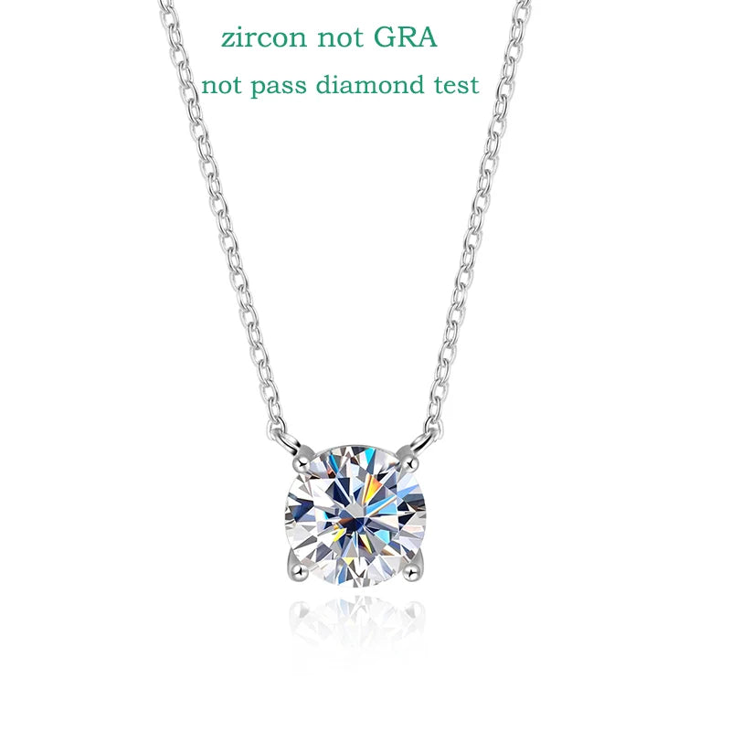 Moissanite Necklace Four Claws Pendant