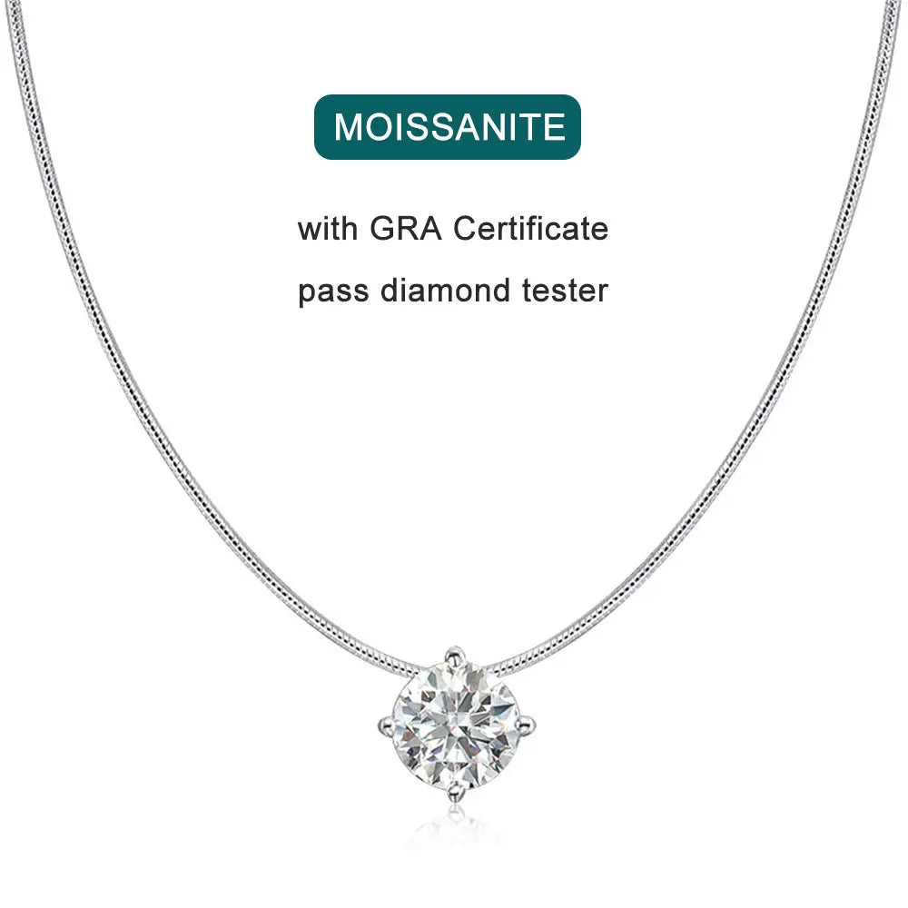 Moissanite Pendant Necklace 18k Gold Plated