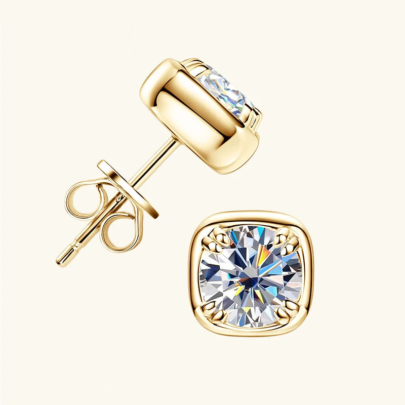 Moissanite Earrings Square Shape Silver