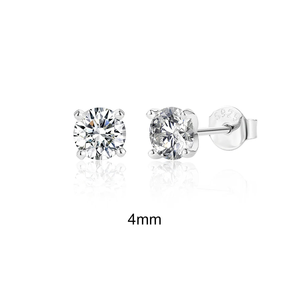 Moissanite Stud Earrings Sterling Silver