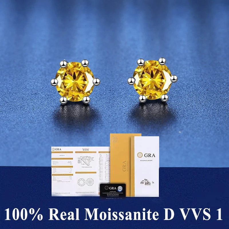 Moissanite Stud Earrings D VVS1 Certified