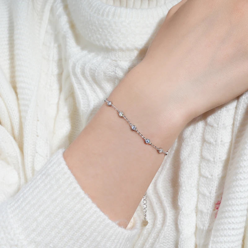 Moissanite Diamond Bracelet Engagement Silver