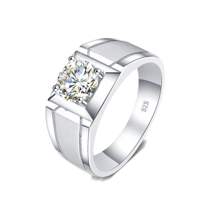 2 Carat Moissanite Ring for Men Silver