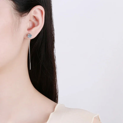 Moissanite Drop Earrings White Gold Plated