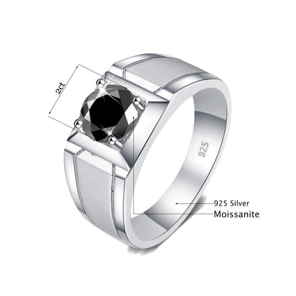 2 Carat Moissanite Ring for Men Silver