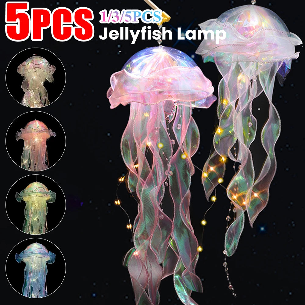 1,3,5 PCS Jellyfish Bedroom Night Light Lamp